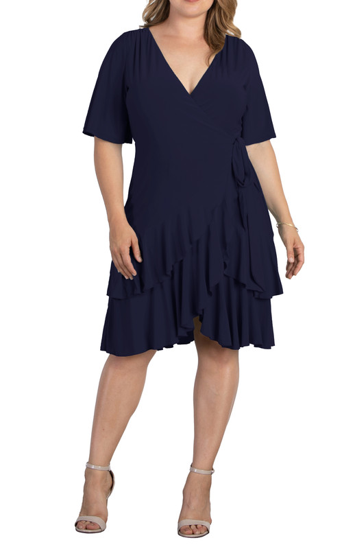 Kiyonna Plus Size Miranda Ruffle Wrap Dress (Plus Size)