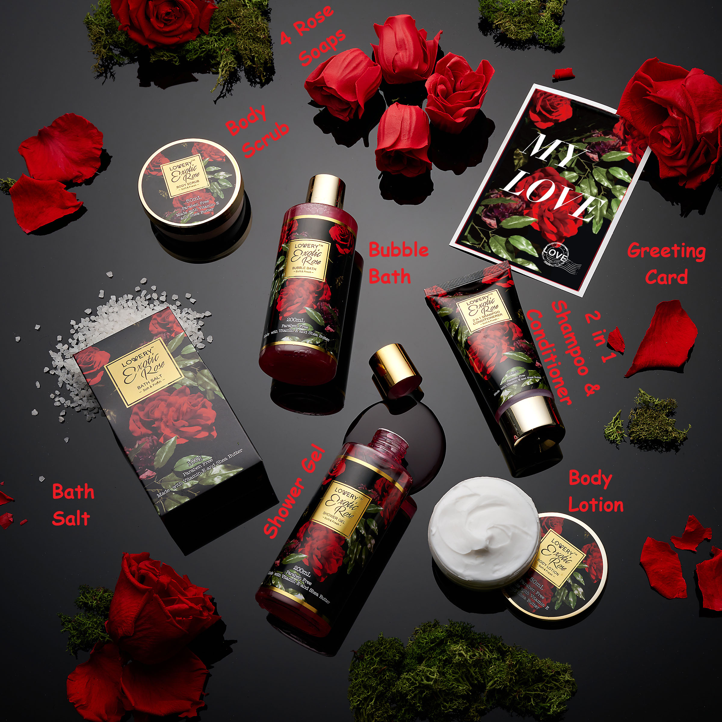 Lovery Spa Gifts For Women, Bath And Body Gift Set, Exotic Rose Gift Basket