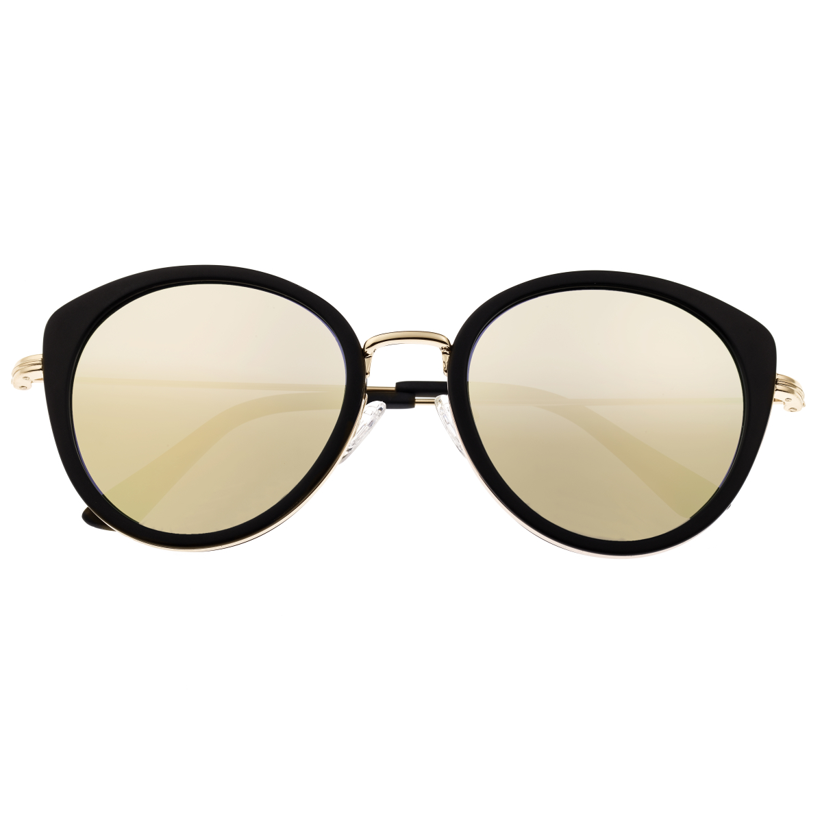 Bertha - Reese Polarized Sunglasses - Black/Gold-Green