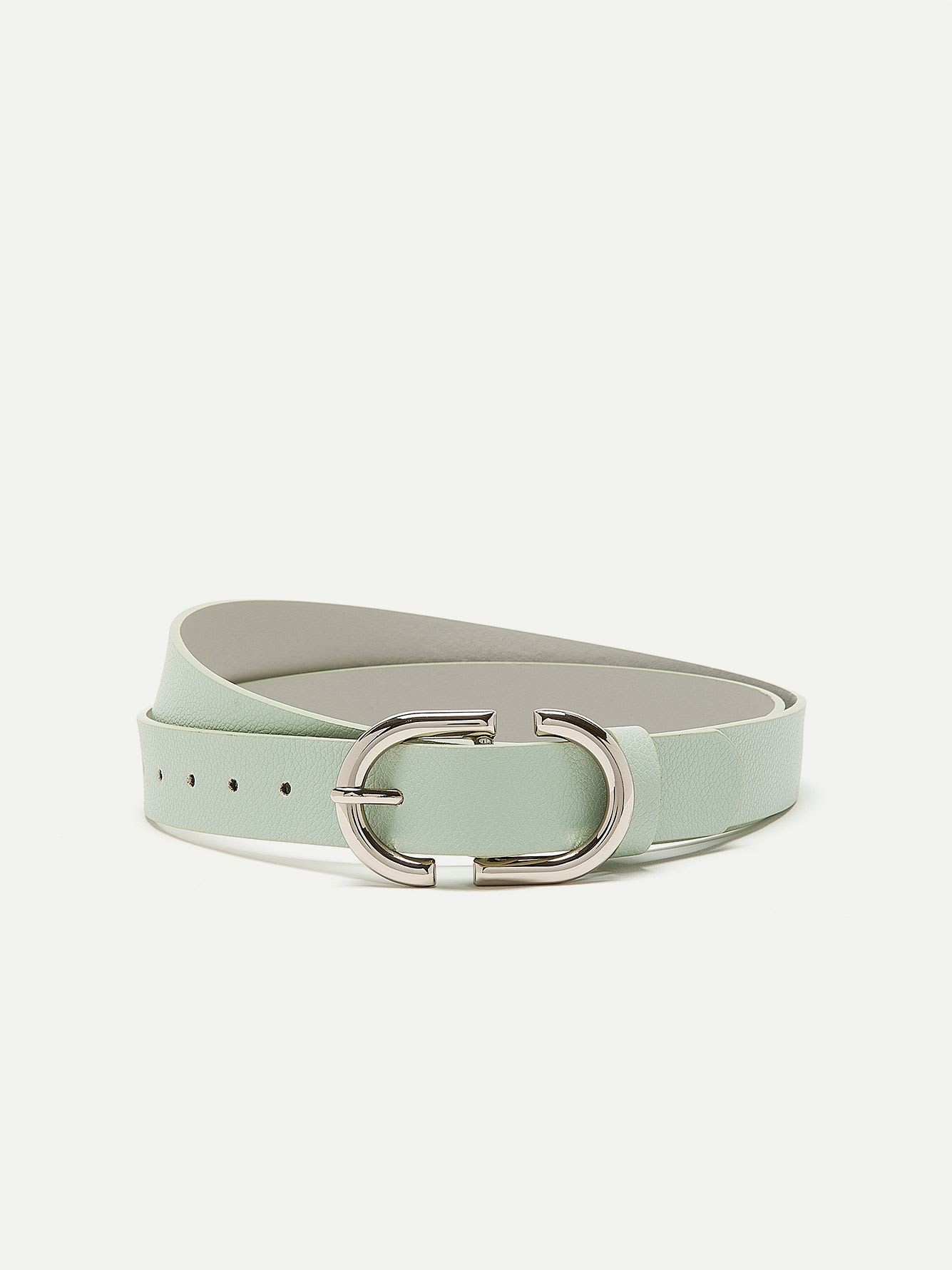 Denim Belt with Open Oval Buckle