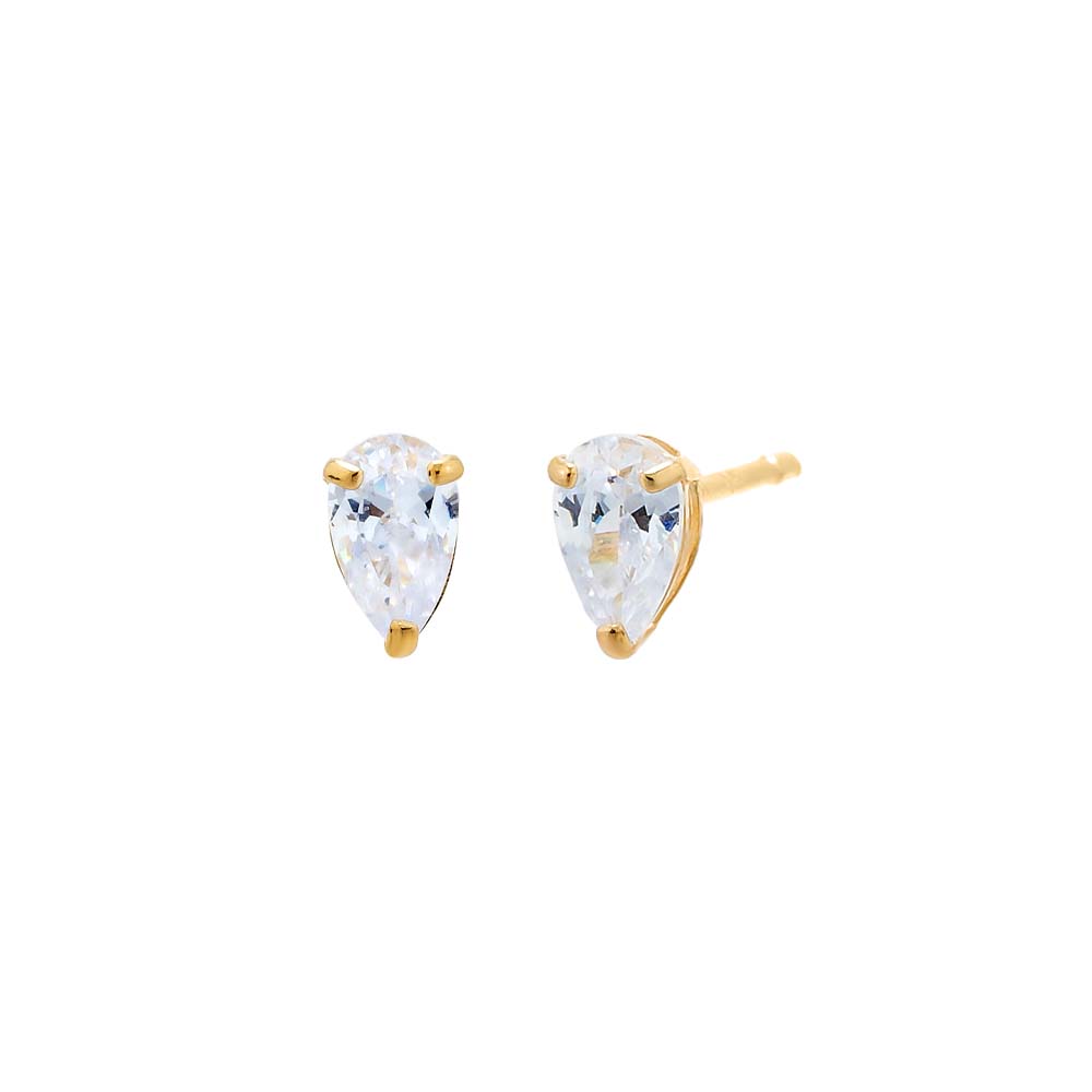 By Adina Eden -CZ PEAR SHAPE STUD EARRING 14K - 14K GOLD