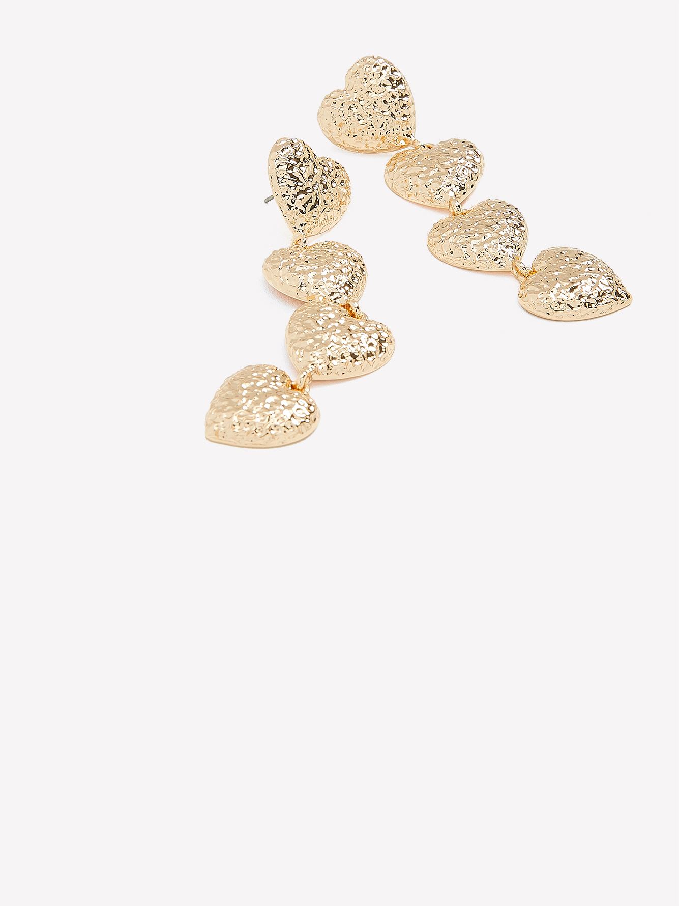 Long Earrings with Hammered Hearts