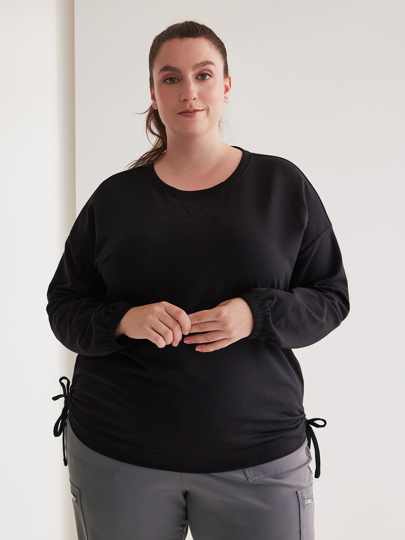 Crewneck Sweatshirt with Side Drawcord - Active Zone