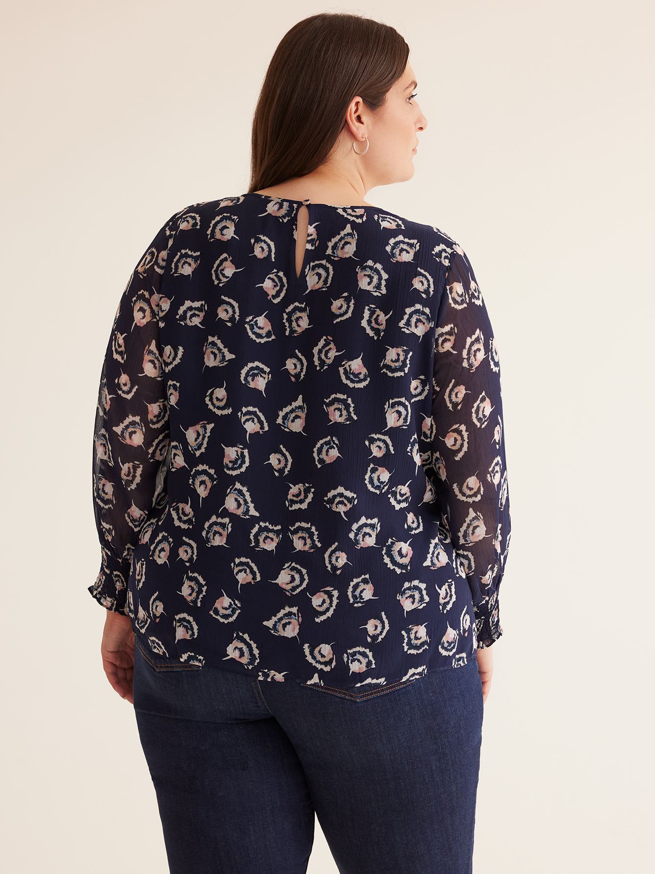 Lightweight Blouse with Smocked Neckline