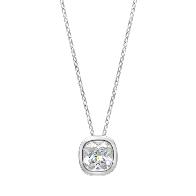 Holiday Gift Evenlope With Clear Crystal Square Pendant Necklace - callura