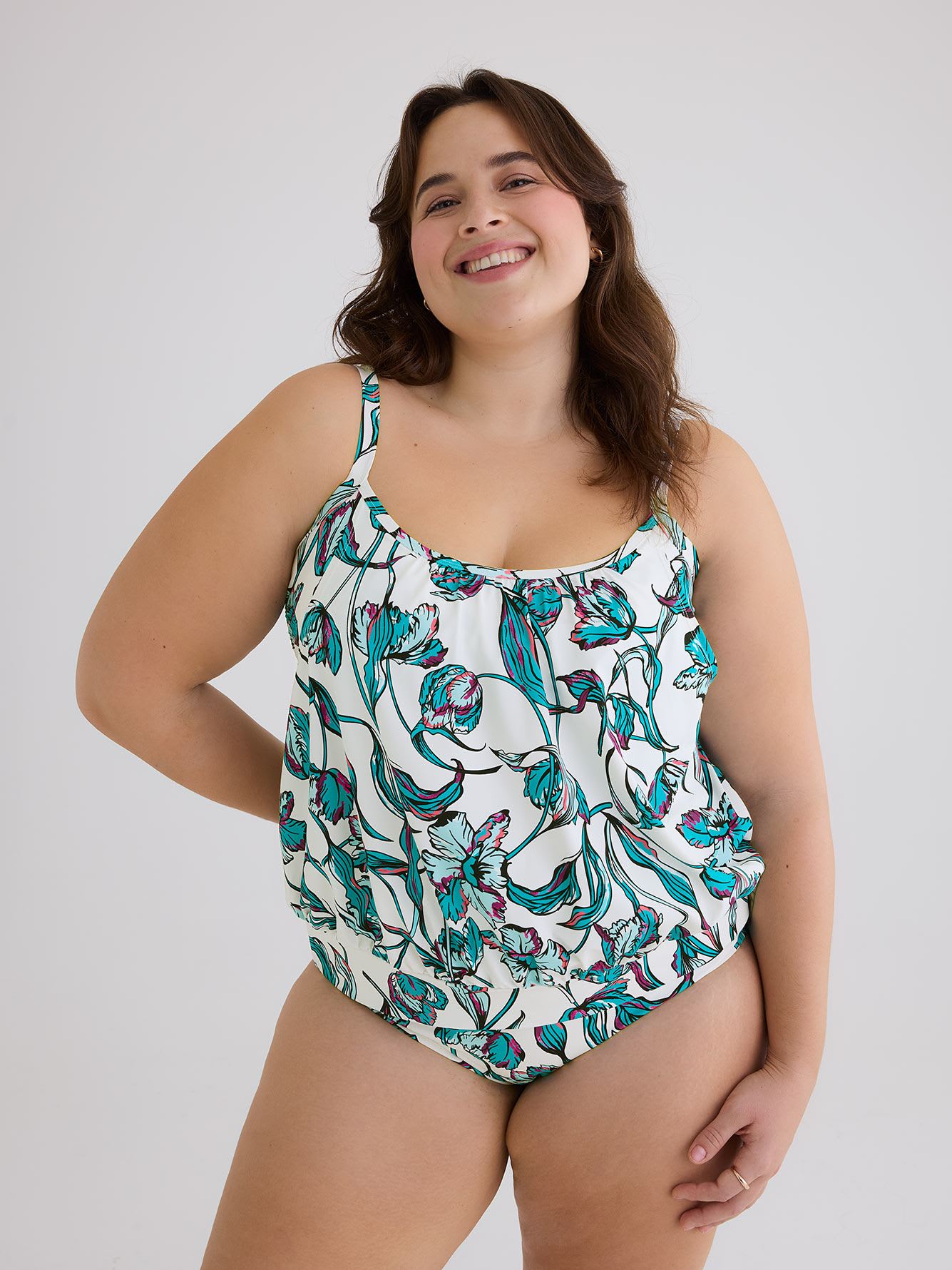 Printed Tankini with Fooler Bandeau