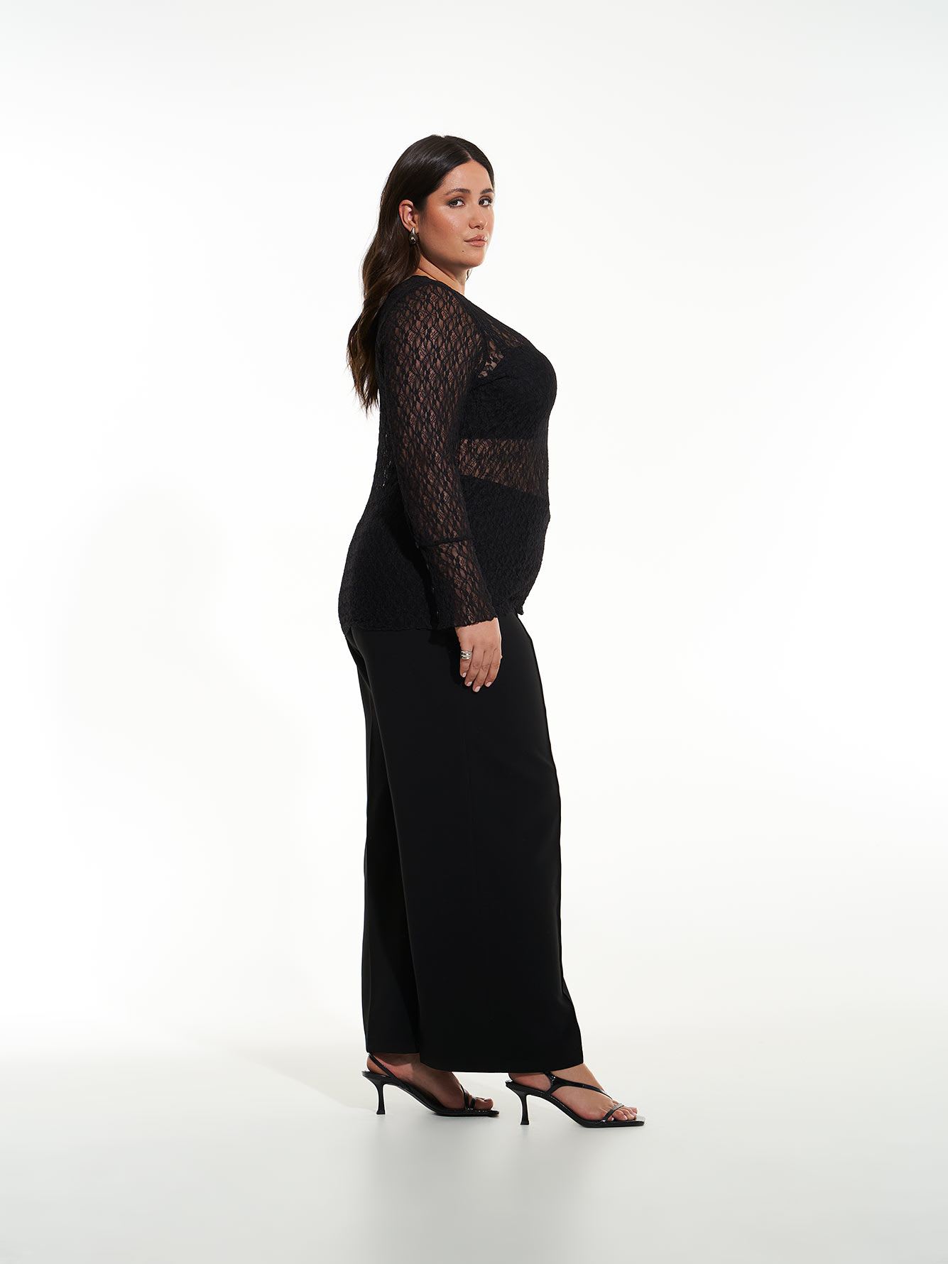 Black Lace Knit Top - Additon Elle