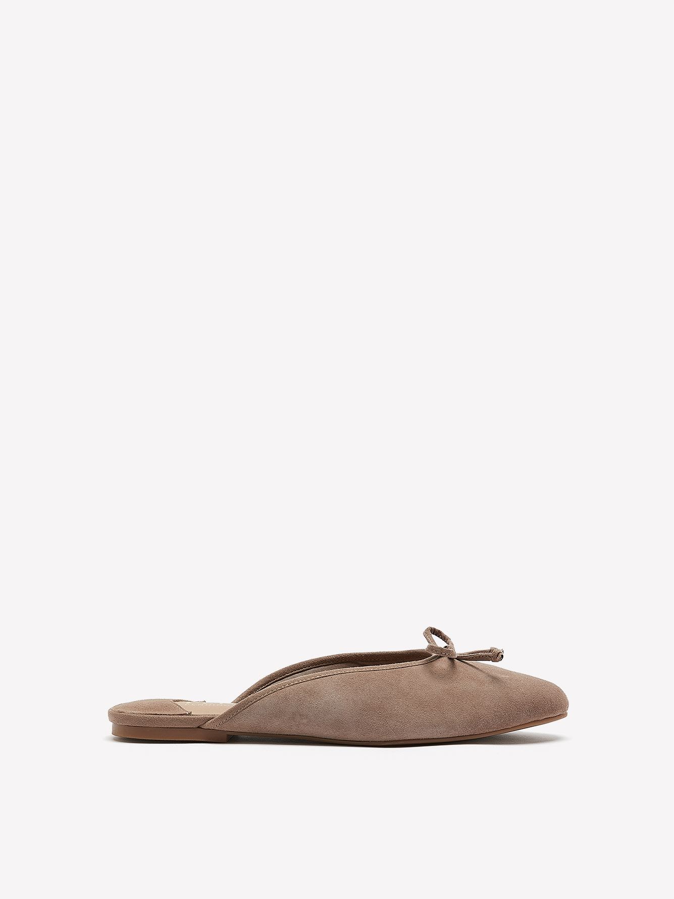 Extra-Wide Width, Leather Ballerina Mule with Bow