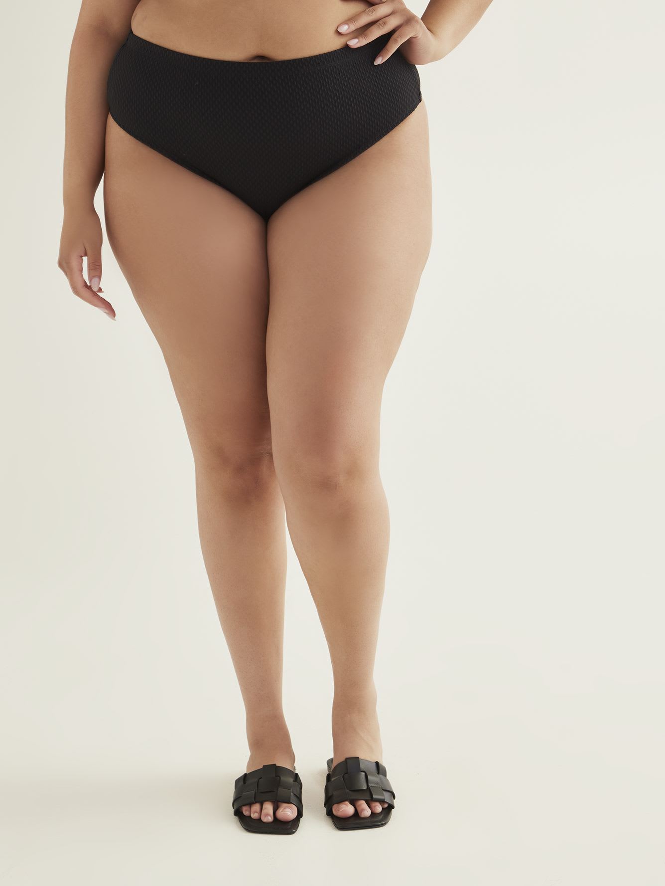 Black Textured Cheeky Swim Brief