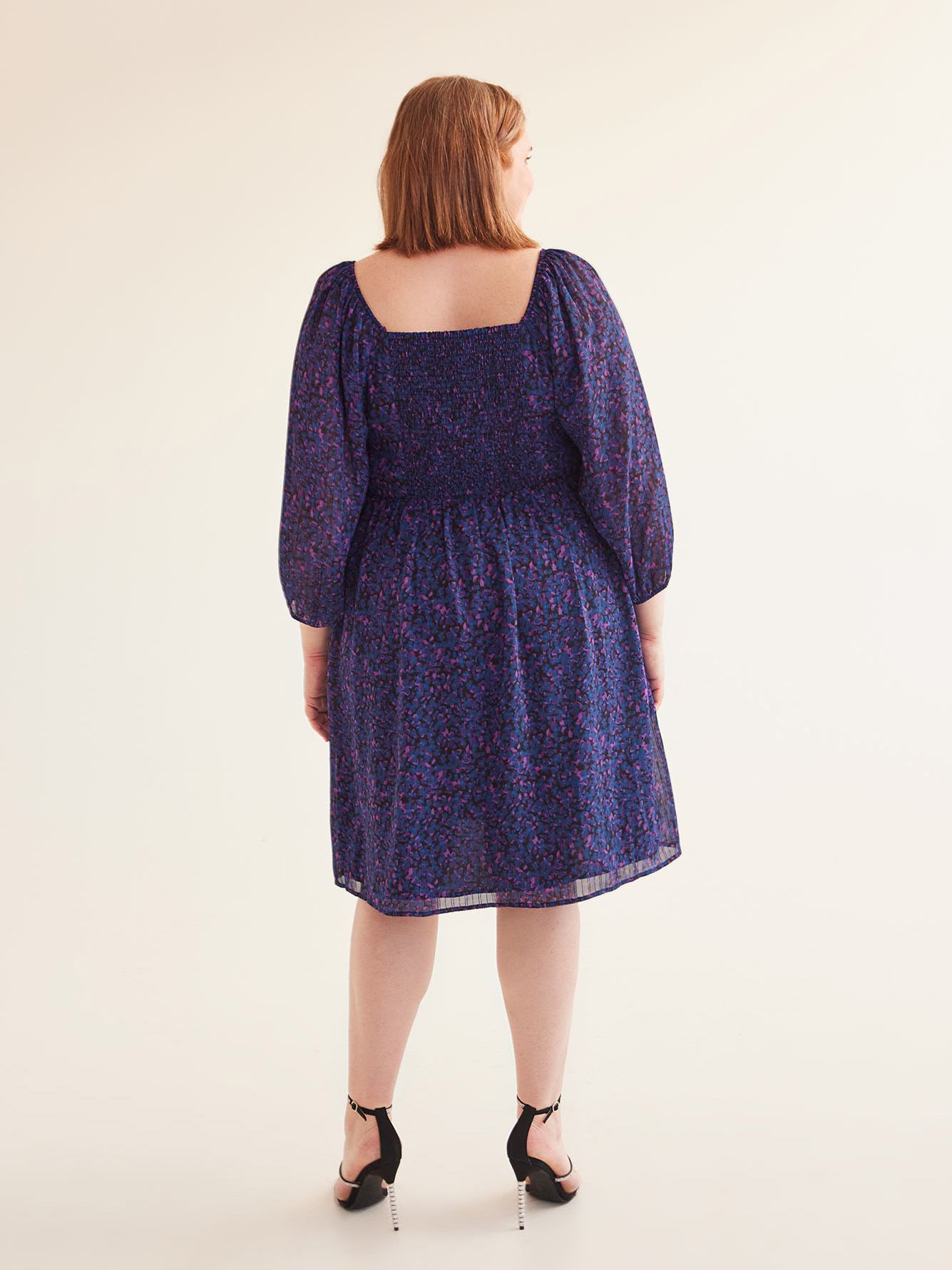 Crossover Pleated V-Neck Dress