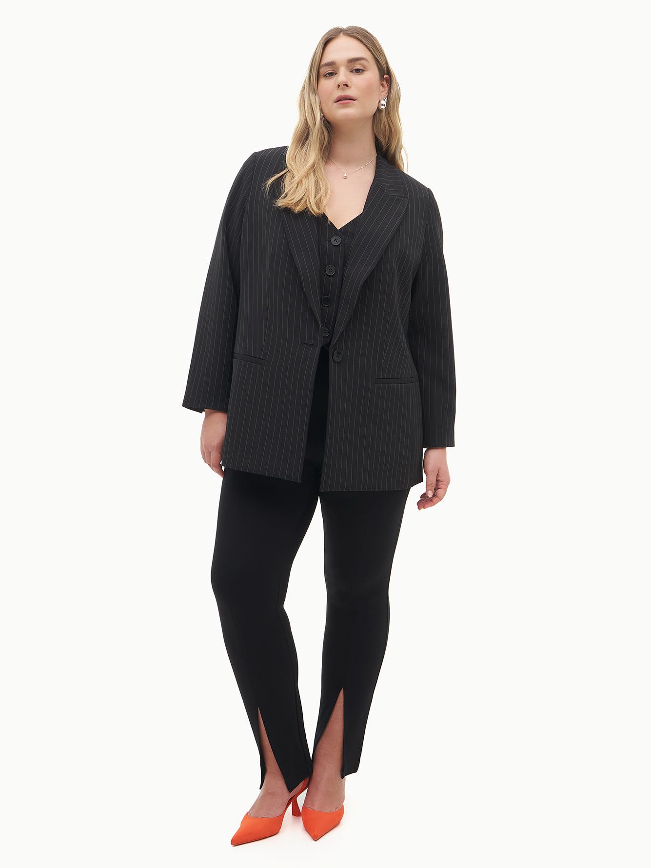 Single Breasted Pinstripe Blazer - Addition Elle