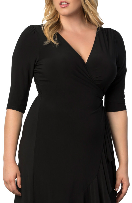 Kiyonna Plus Size Whimsy Ruffled Midi Wrap Dress (Plus Size)