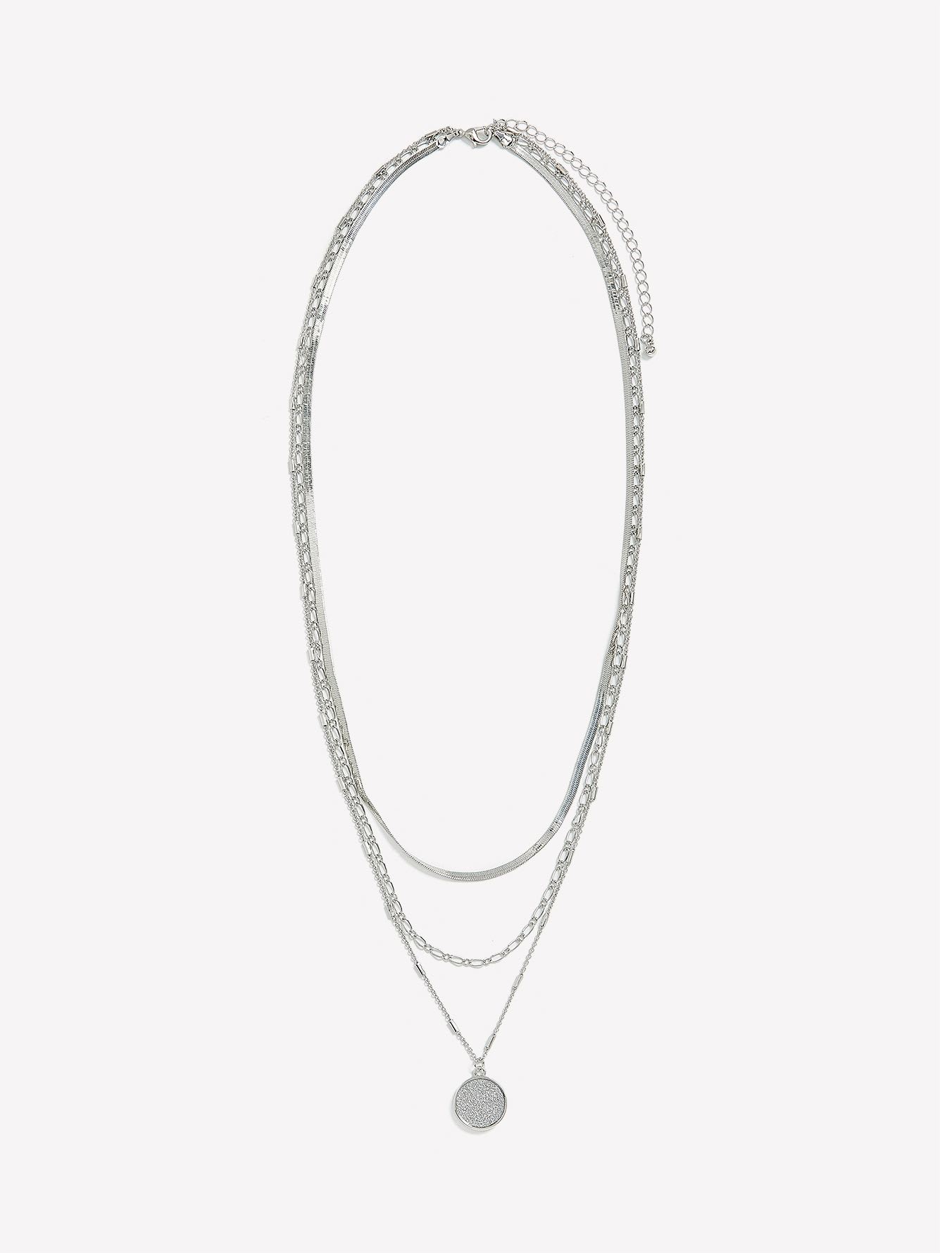 Two-Layer Necklace with Paper Glitter Medallion