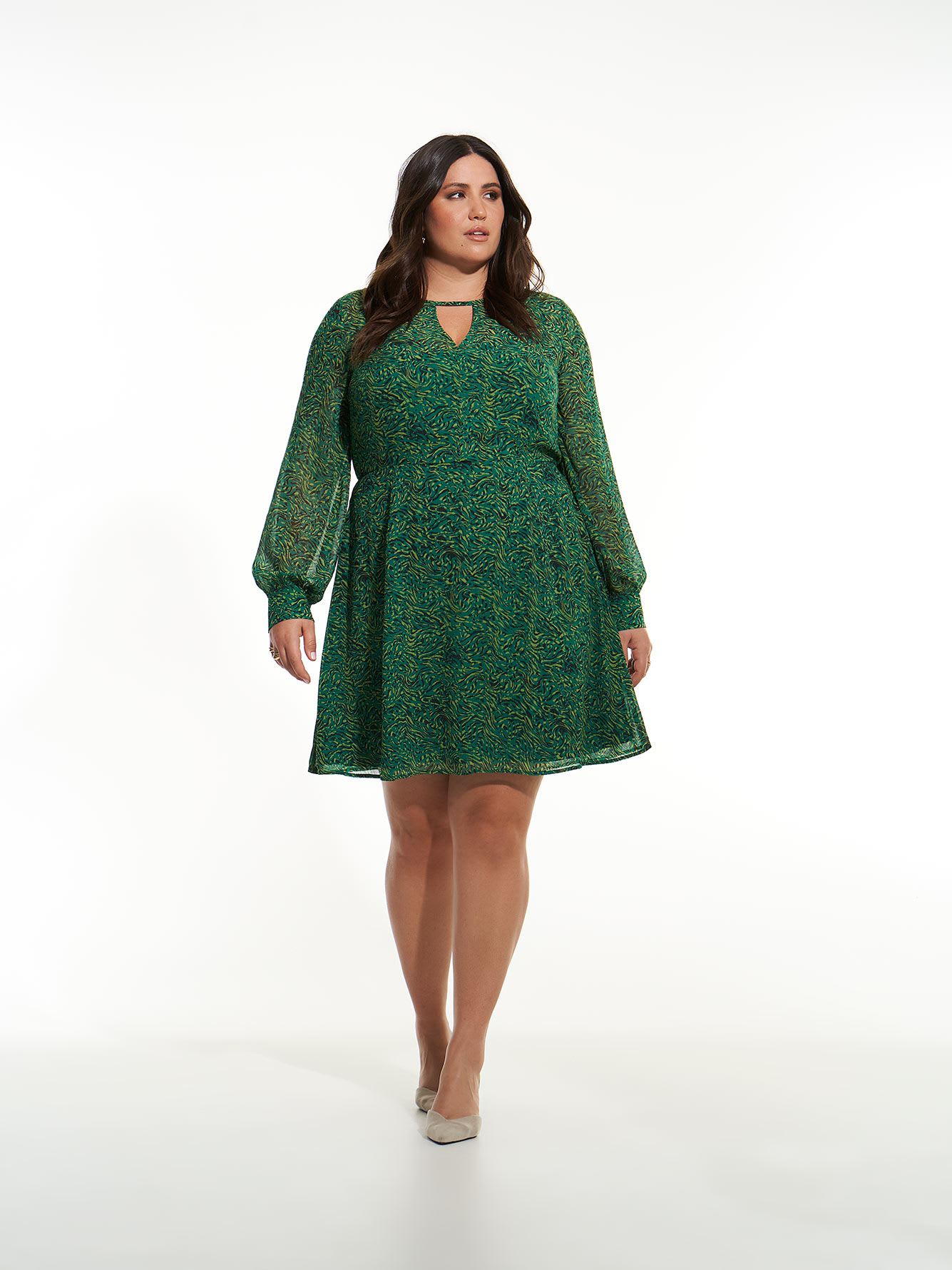Swirl Print Flared Dress - Addition Elle