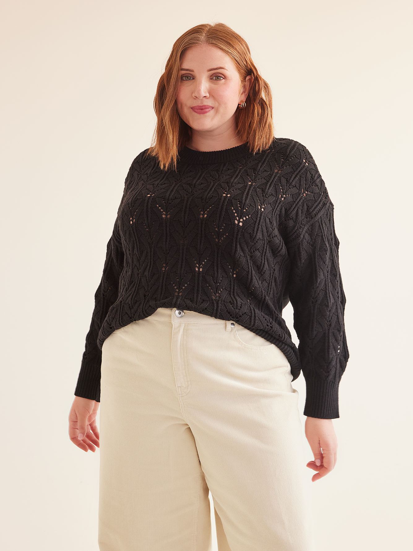 Pointelle Crewneck Sweater