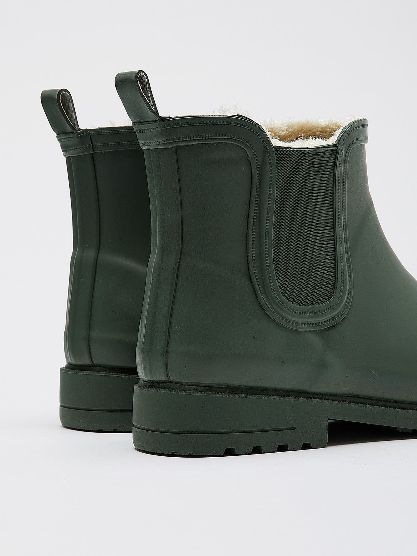 Extra Wide Width, Ankle Rain Boots with Faux Sherpa Lining