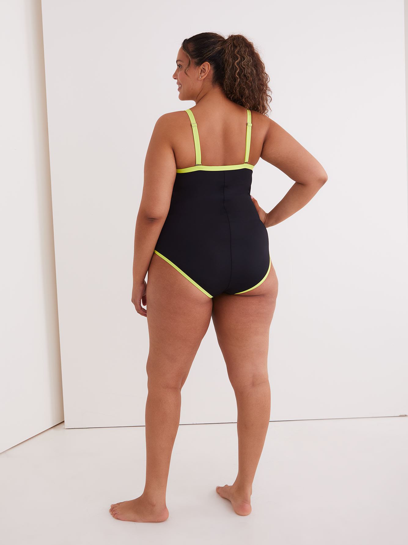 Colour Block One-Piece Bathing Suit with Binding - Active Zone