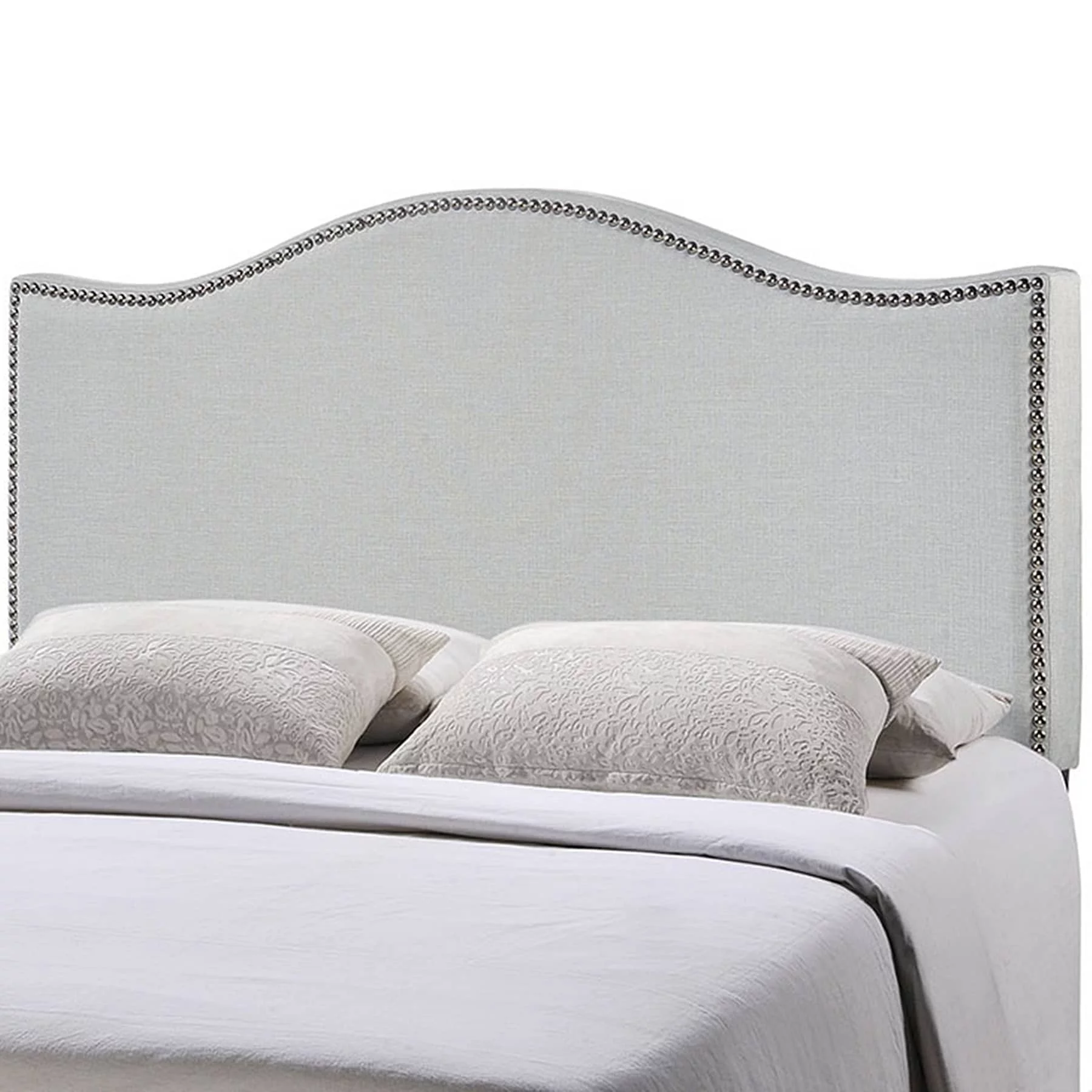 BSD National Supplies Bayton King Size Grey Fabric Headboard with Nailhead Trim