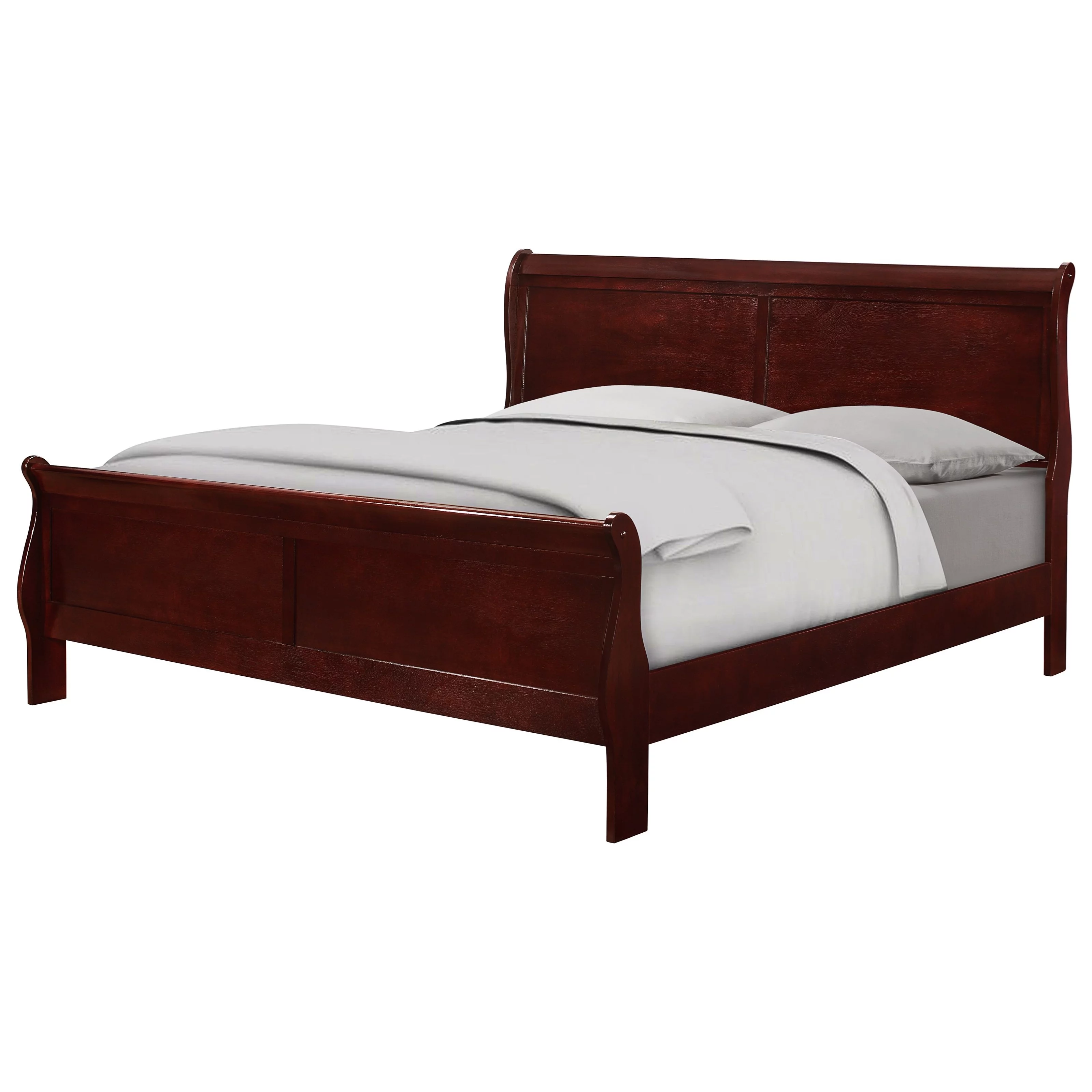 Classic Traditional Bedroom Wooden Furniture 4pc Twin Size Bed Set Dresser Mirror Nightstand Cherry Finish