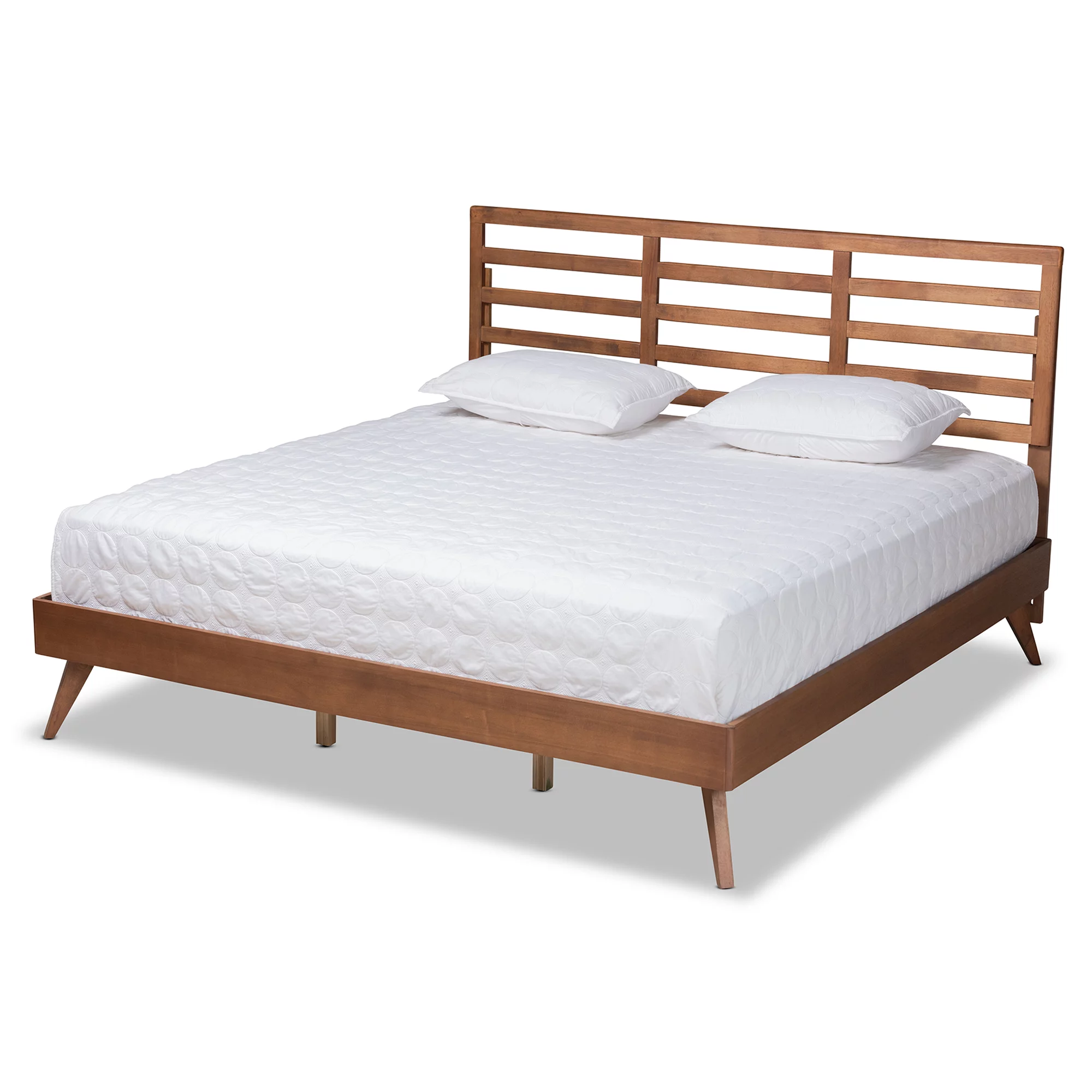 Baxton Studio Shiro Mid-Century Engineered Wood Platform Bed, King, Ash Walnut