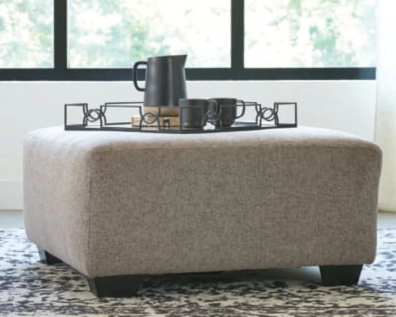 Signature Design by Ashley Contemporary Ballinasloe Oversized Ottoman Chenille Platinum