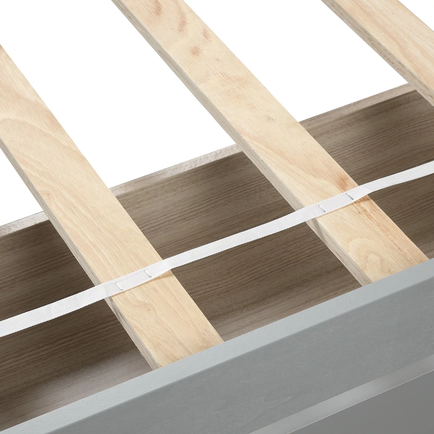 LANTRO JS Twin Platform Storage Bed Wood Bed Frame with Two Drawers and Headboard, Gray