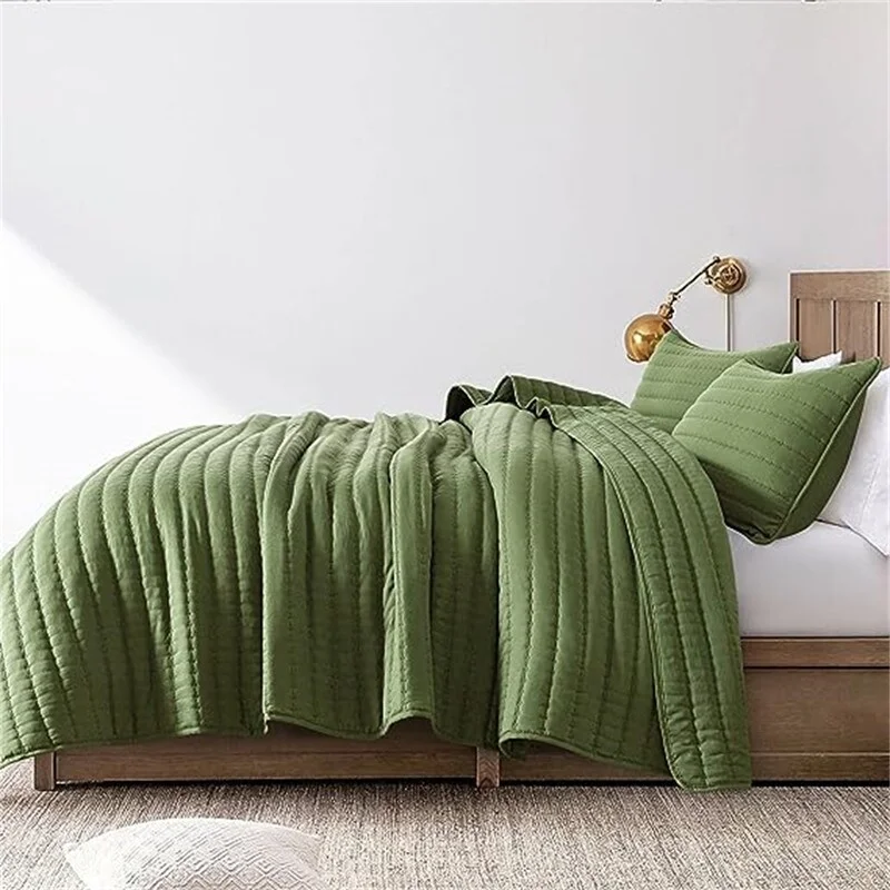 Lightweight Soft Bedspread Coverlet Green - 3 Piece - California King