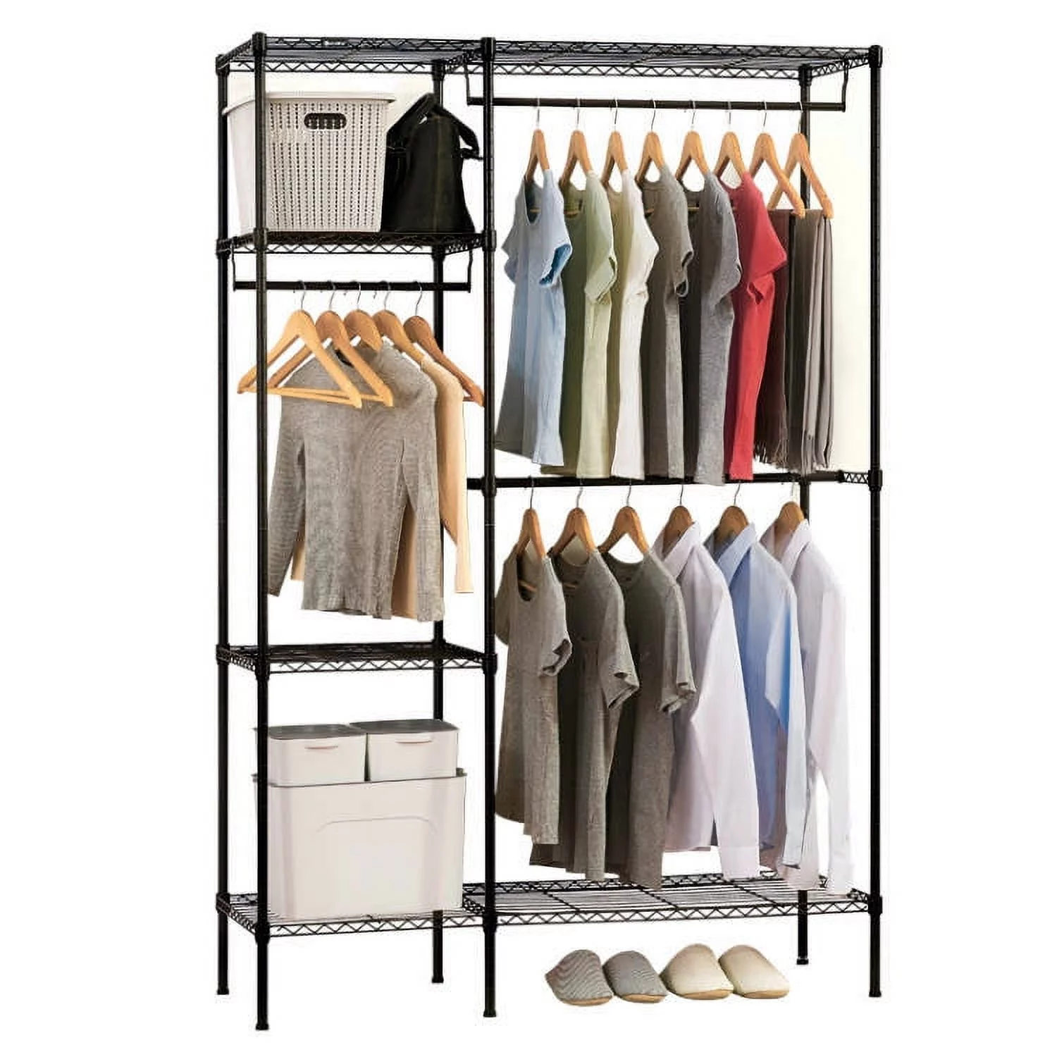 Zimtown Heavy Duty Garment Rack Clothing Storage Rack Freestanding Portable Wardrobe Closet Organizer, Black Finish