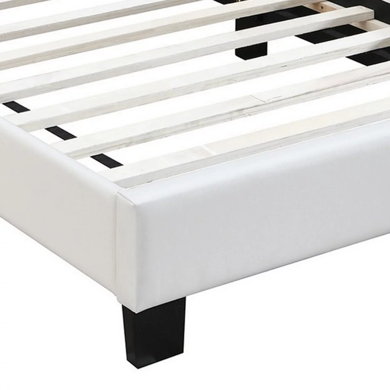 Transitional Style Leatherette Twin Bed with Padded Headboard, White- Saltoro Sherpi