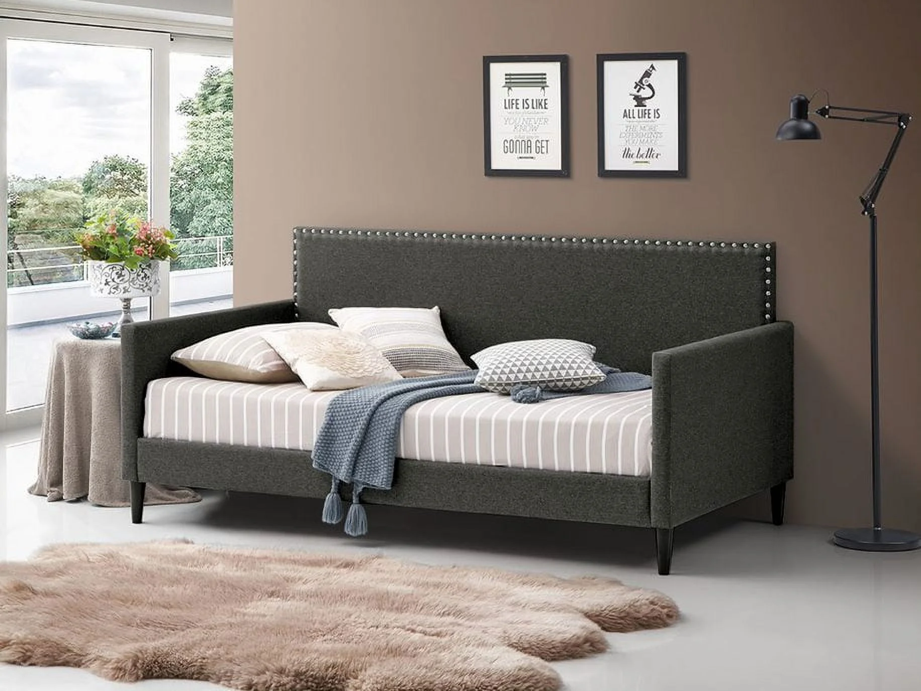 Bella Esprit  81 in. Upholstered Day Bed, Dark Gray