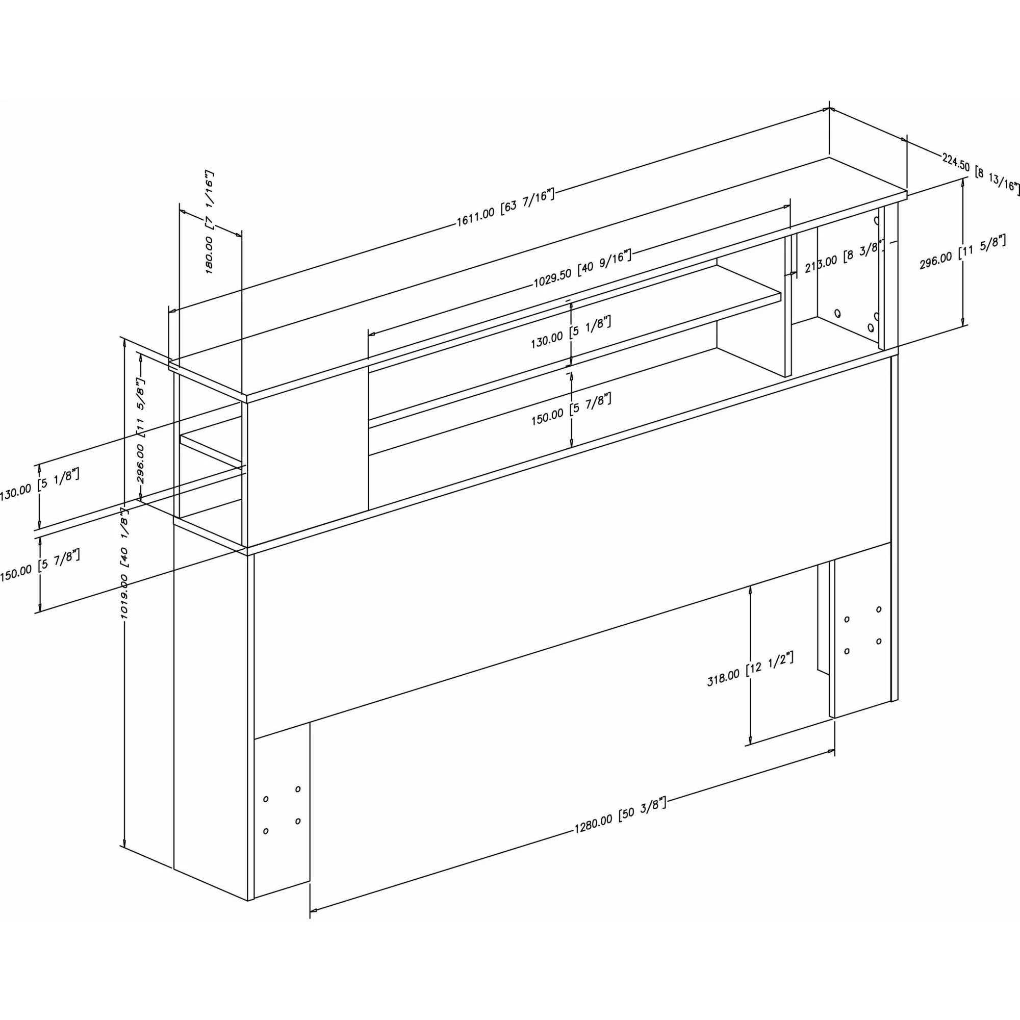 South Shore Fusion Wood Full Queen Bookcase Headboard in White