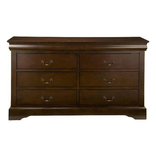 Alpine Furniture West Haven 6 Drawer Wood Dresser in Cappuccino (Brown)