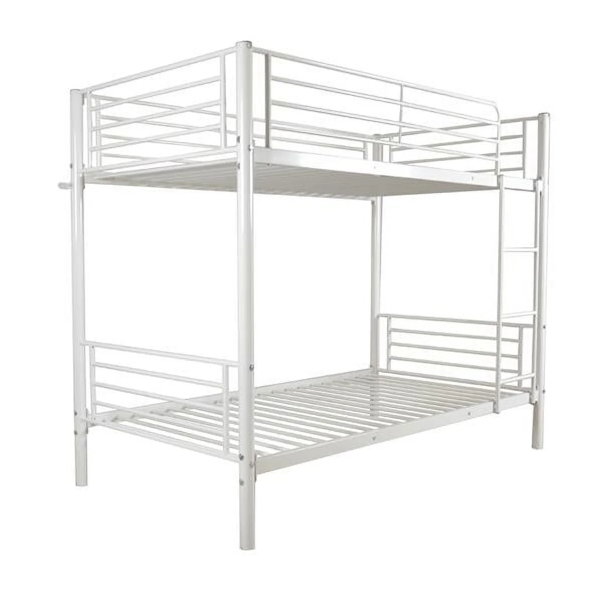 BD-3401 Upper and lower 2 floors children's iron frame bed with ladder Twin model white Iron Bed Bunk Bed with Ladder for Kids Twin Size White