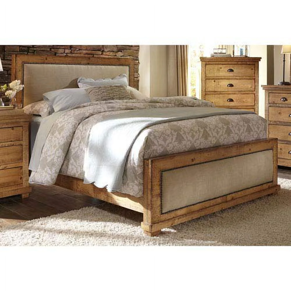 Progressive Furniture Willow Upholstered King Headboard in Distressed Pine