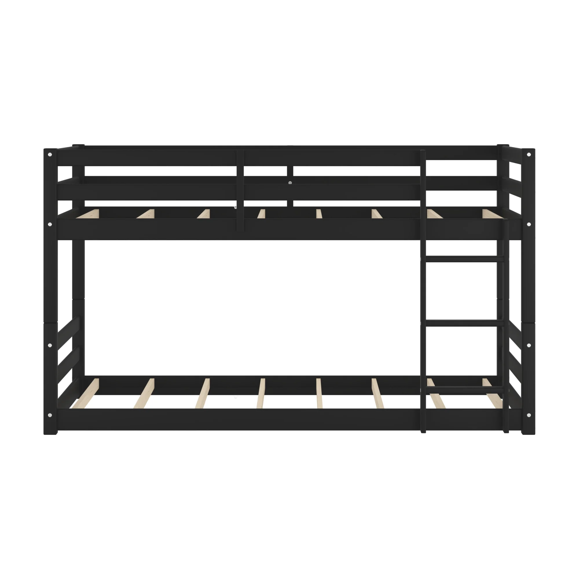 Campbell Wood Twin Over Twin Floor Convertible Bunk Bed, Black