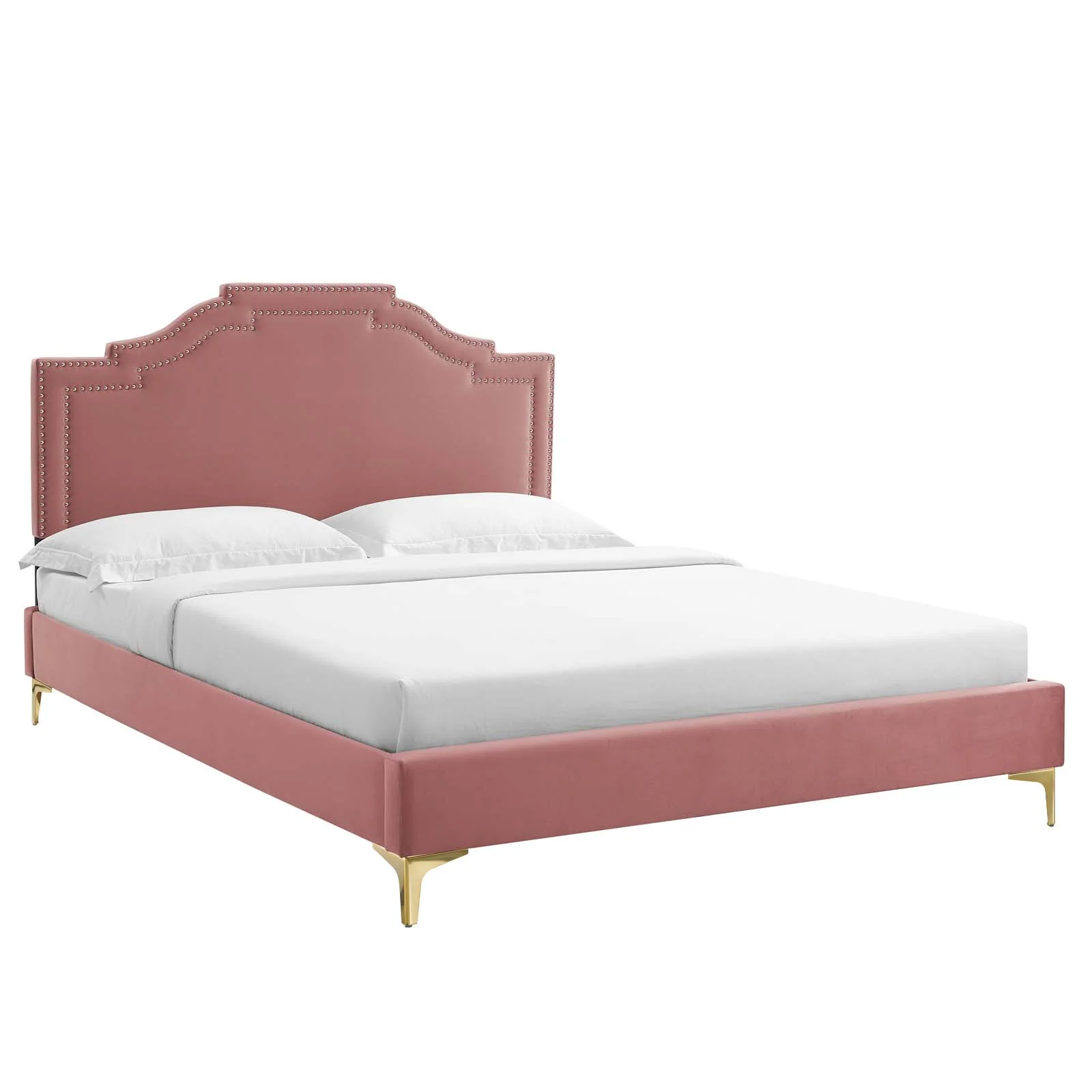 Modway Adelaide Performance Velvet King Platform Bed in Dusty Rose