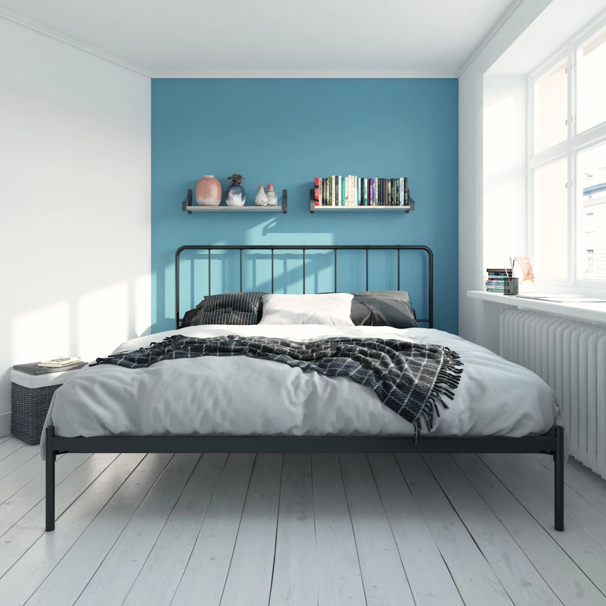 DHP Aaron Metal Bed, King, Black