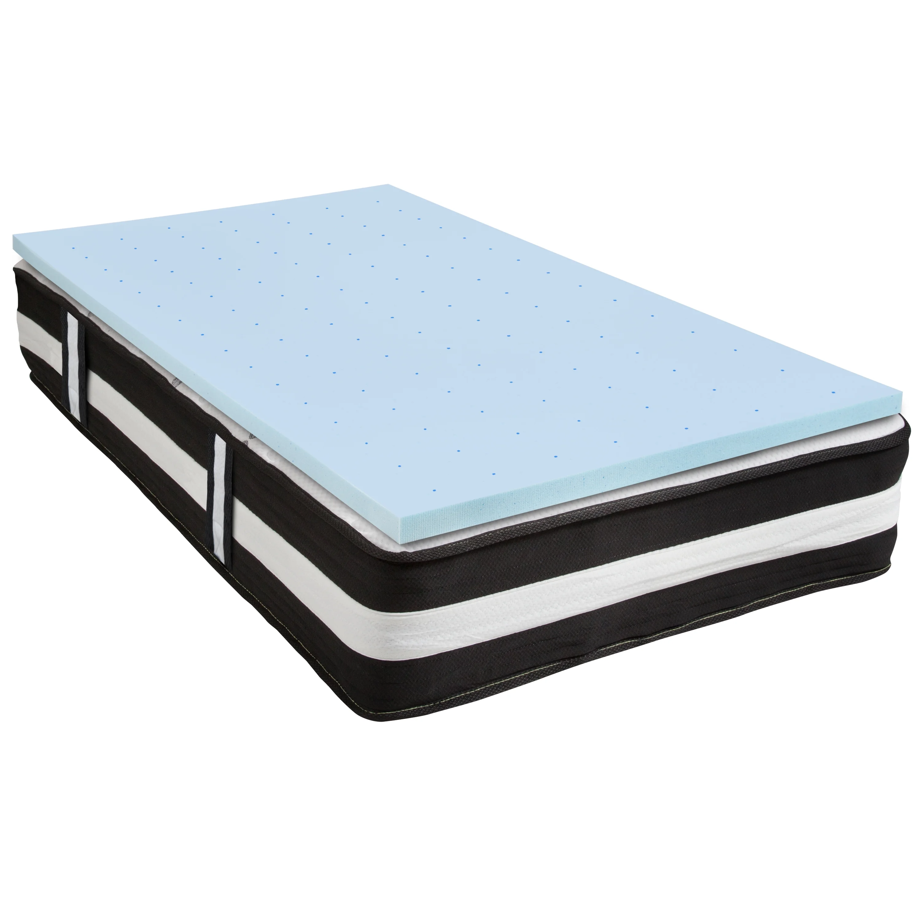 Flash Furniture Capri Comfortable Sleep Twin 12 Inch CertiPUR-US Certified Foam Pocket Spring Mattress & 2 inch Gel Memory Foam Topper Bundle