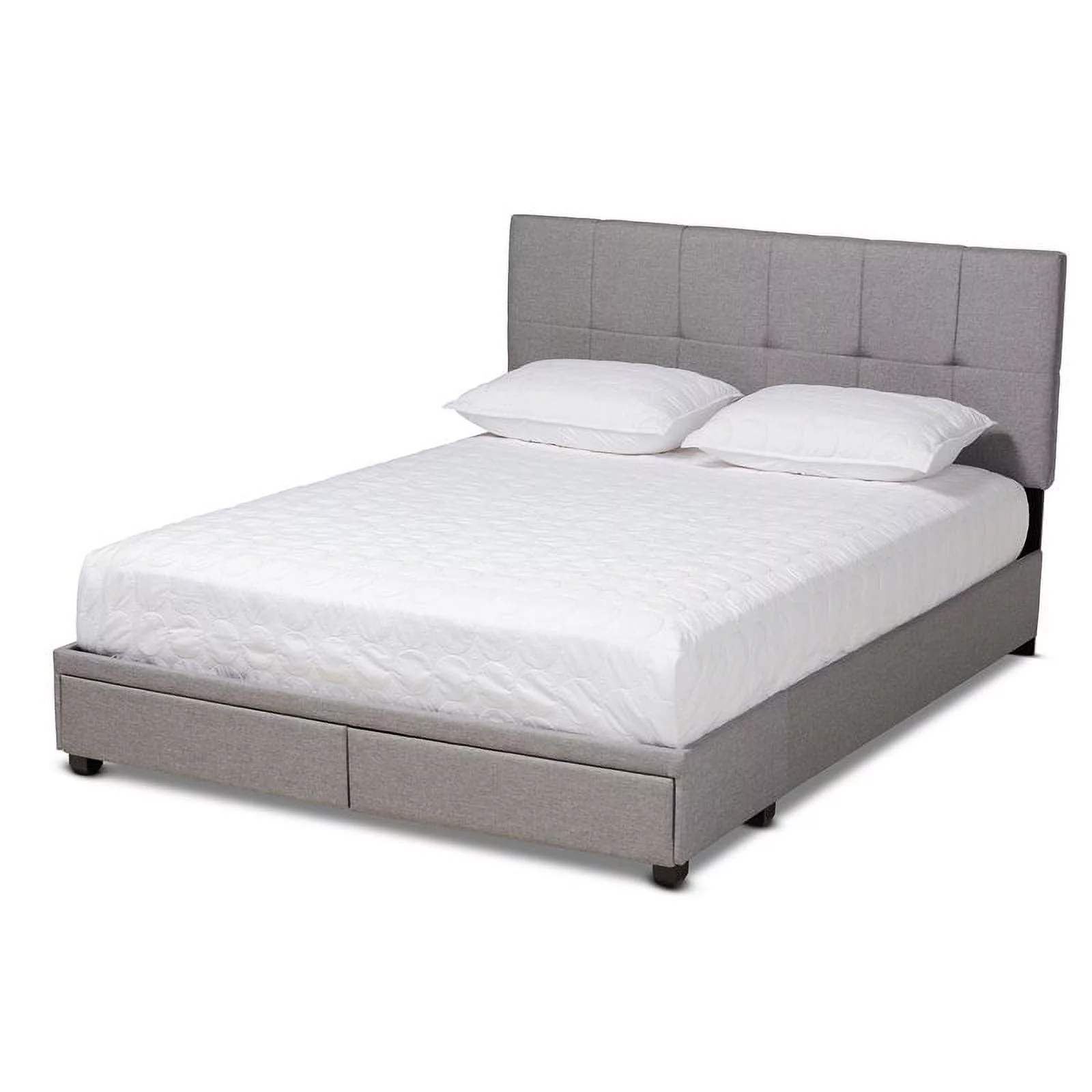 Bowery Hill Modern Fabric Tufted Platform Storage King Bed in Light Gray