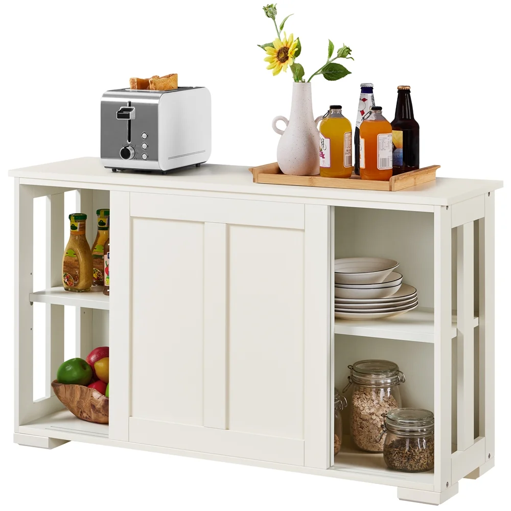 Yaheetech Buffet Cabinet with Storage Sliding Door for Kitchen Dining Room, Antique White