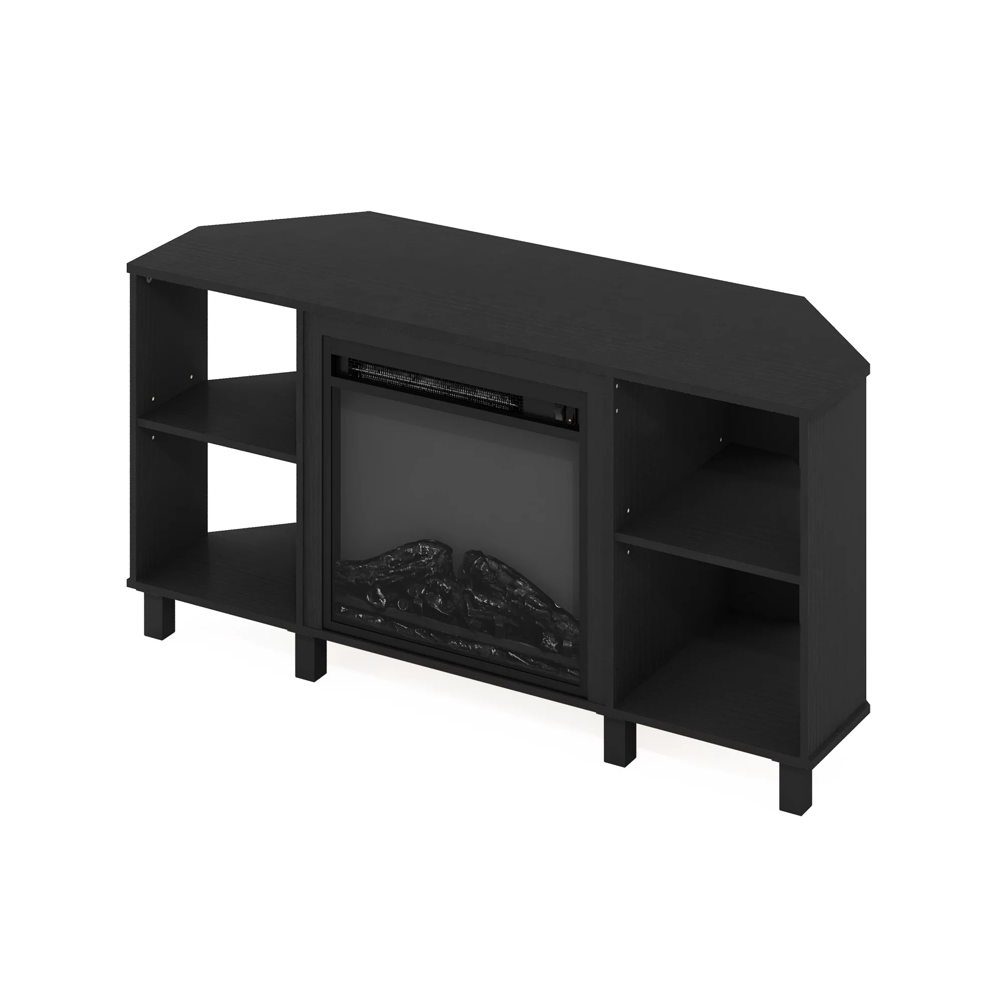 Furinno Jensen Corner Fireplce TV Stand with Metal Leg for TV up to 55 Inches, Americano