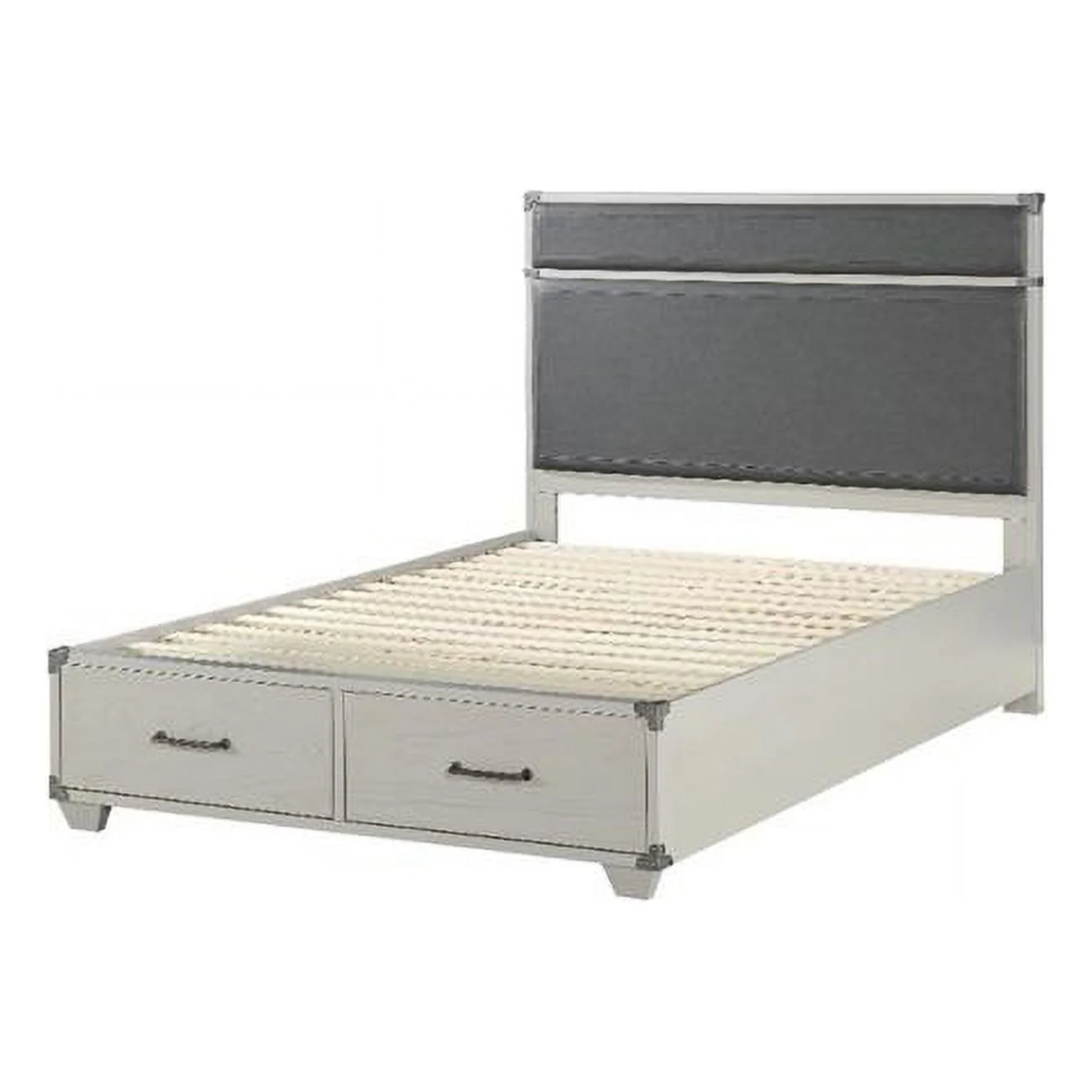 Orchest Full Size Bed with Storage, Gray PU & Gray