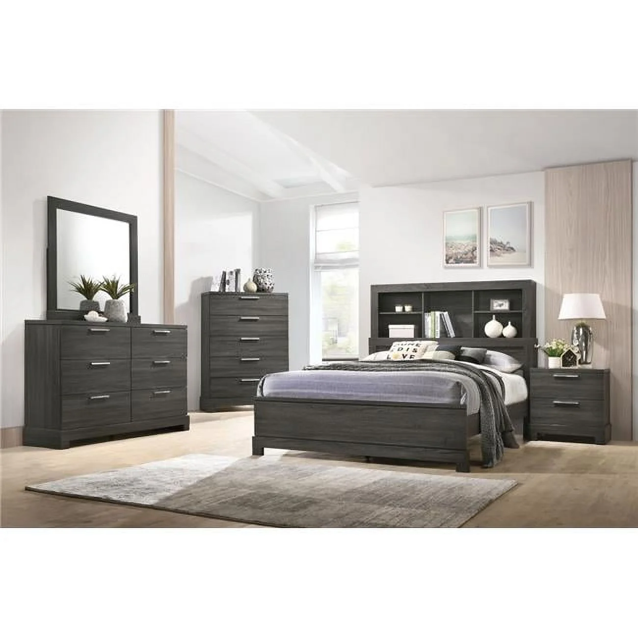 ACME Lantha Queen Size Bed with Storage - Gray Oak - 2 Piece