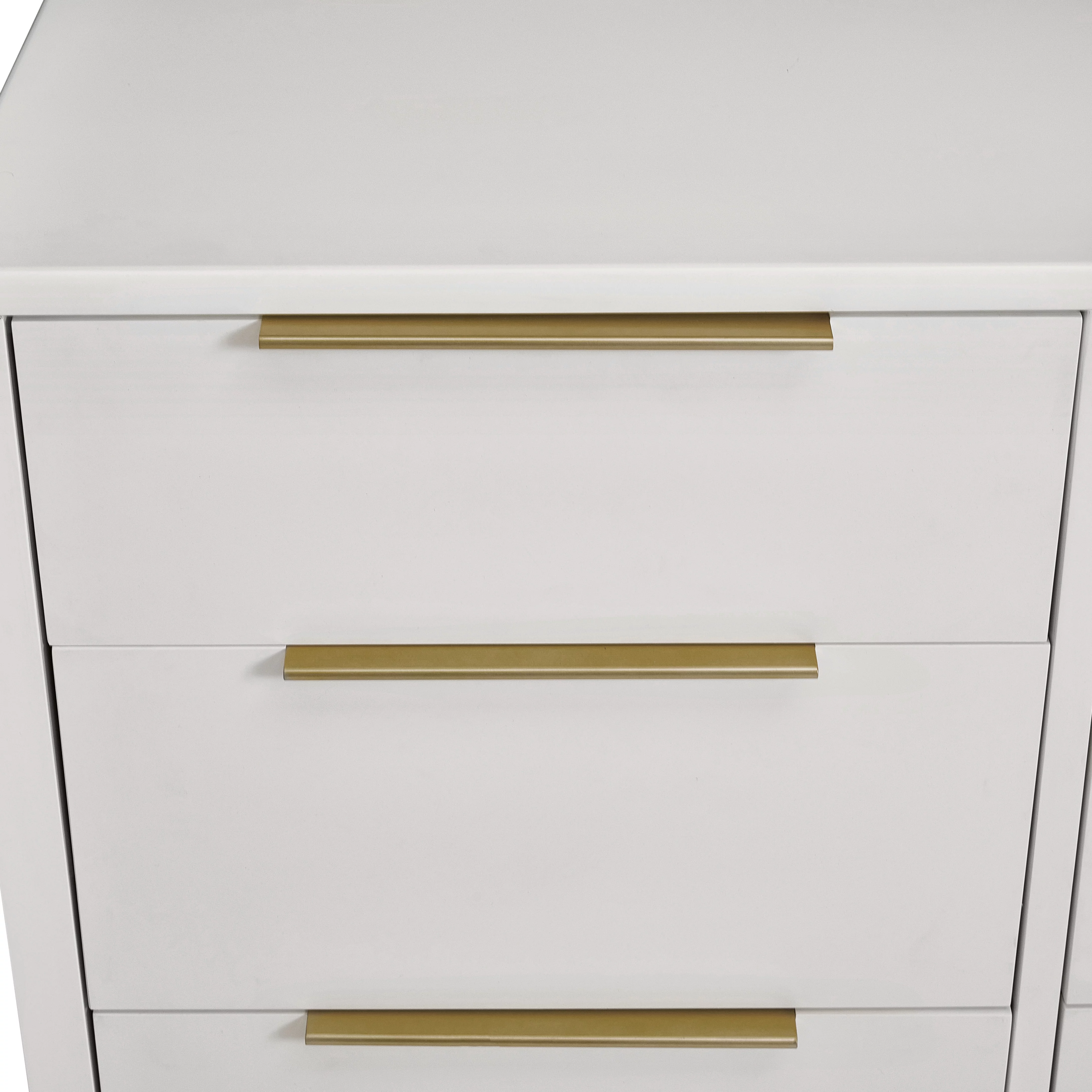 MoDRN Glam 6 Drawer Dresser, Bianca White with Satin Brass