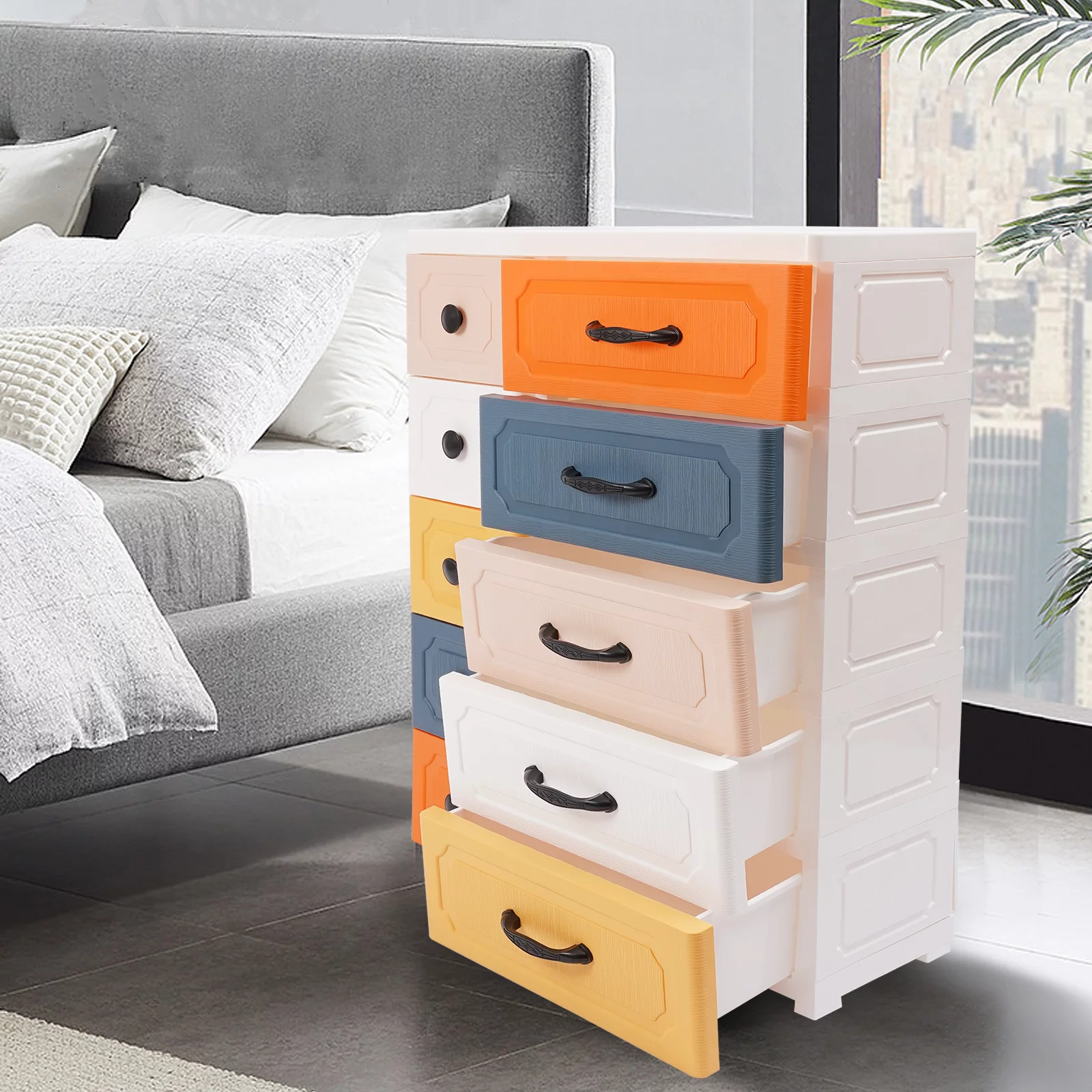 Wuzstar Plastic Dressers 10 Drawers Storage Cabinet on Wheels Closet Drawer Dresser Storage Tower for Bedroom Office Organization