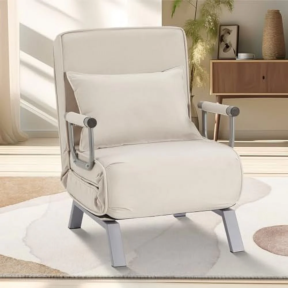 RUNFAYBIU Folding Sofa Bed Sleeper Chair 3-in-1 Single Convertible Sofa with Adjustable Backrest Lazy Bed Leisure Recliner with Pillow Tri-fold Upholstered Armchair for Living Room Office