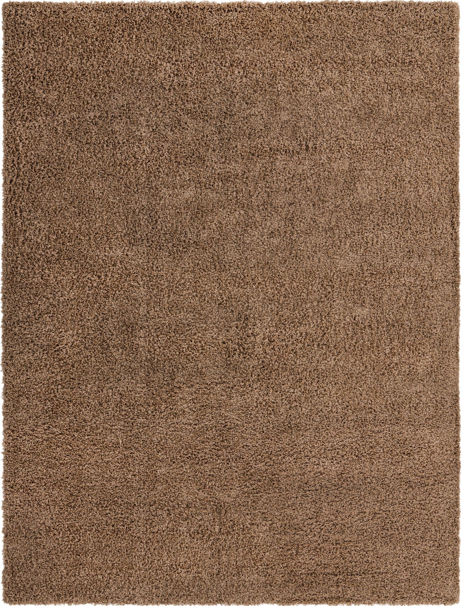 Unique Loom Solid Shag Rug Sandy Brown 9' x 12' Rectangle Solid Modern Perfect For Living Room Bed Room Dining Room Office