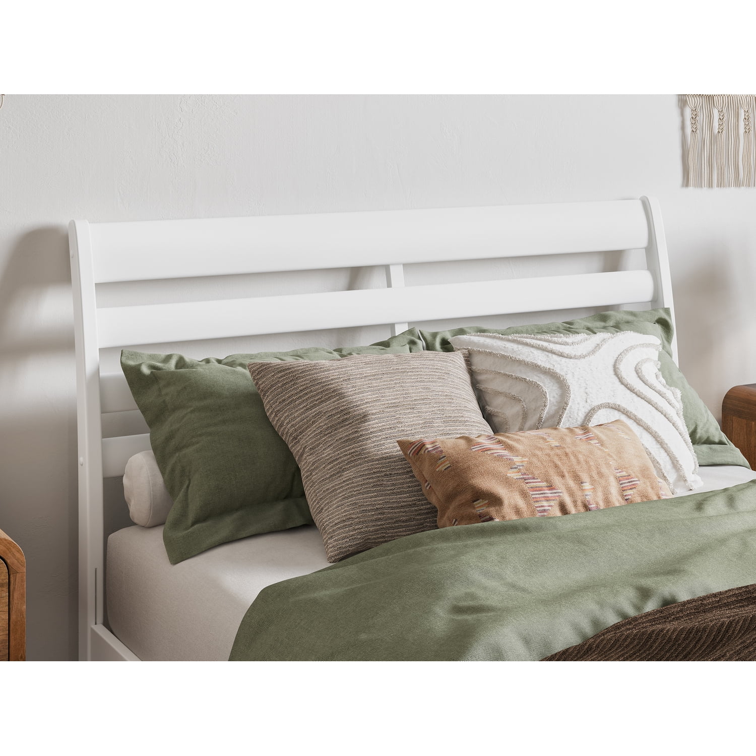 Savannah Full Wood Headboard with Attachable Charger in White