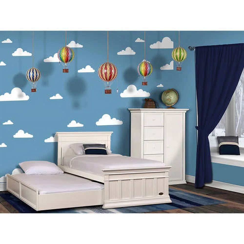 Evolur Napoli Twin Bed And Bed Rail, Distressed White