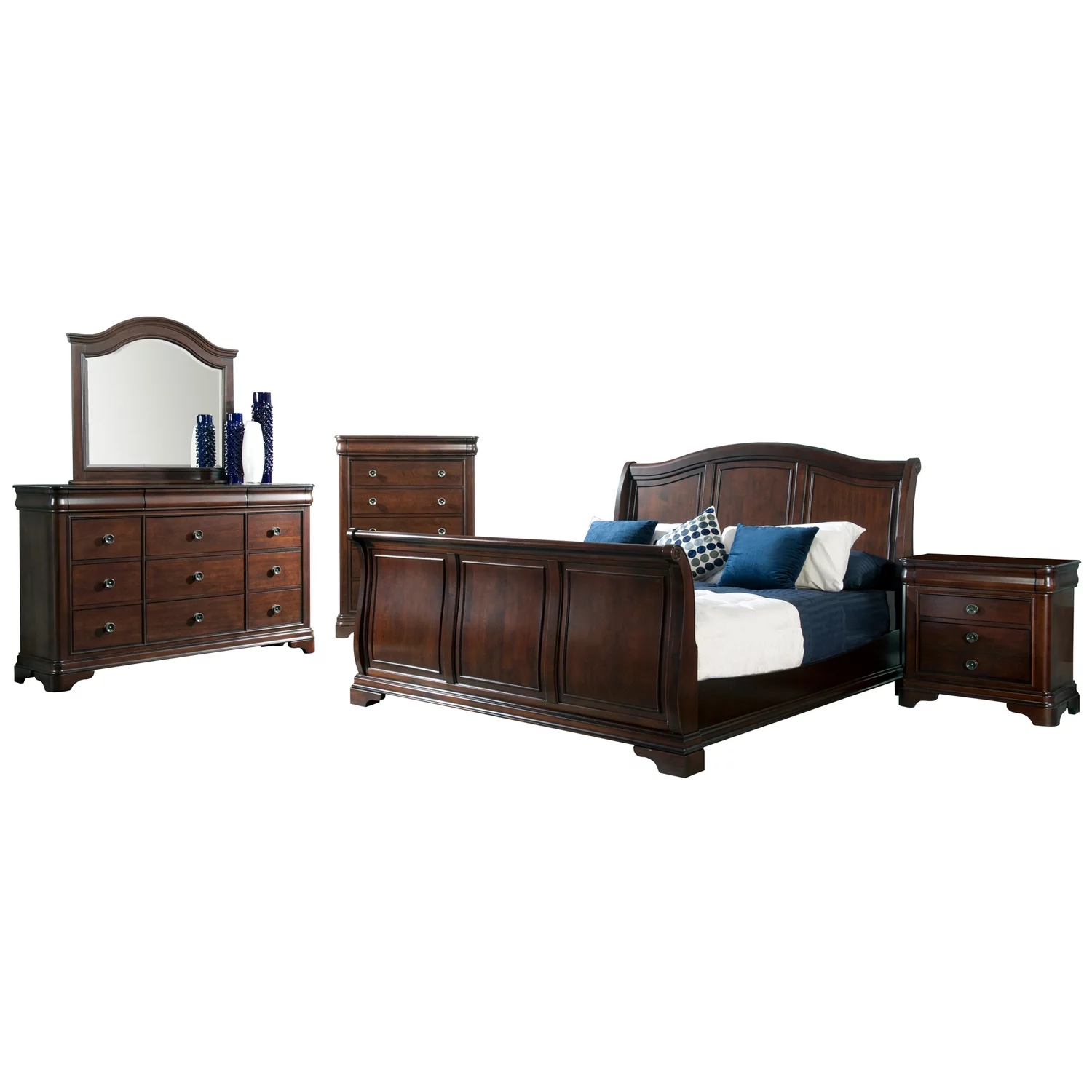 Picket House Furnishings Conley 5PC King Sleigh Bedroom Set in Cherry